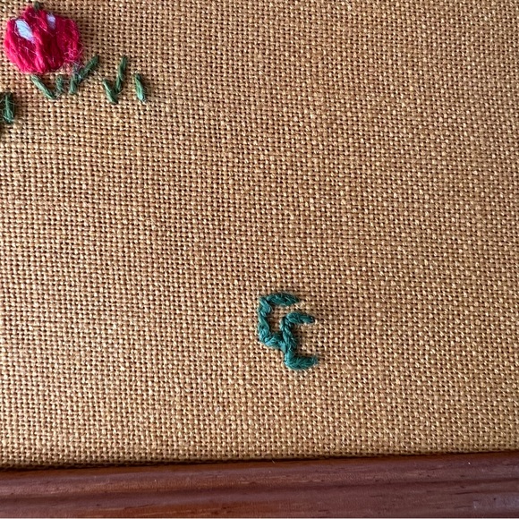 Vintage Midcentury Needlepoint Wall Art Apple Orchard, Blue Birds, Apple Basket - Picture 7 of 15